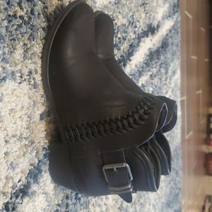 Black leather booties